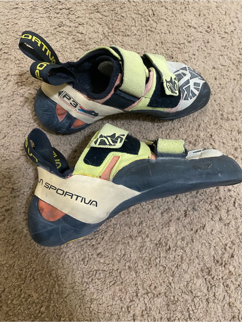 La Sportiva Kids' Climbing Shoes in Lime, Black and Cream